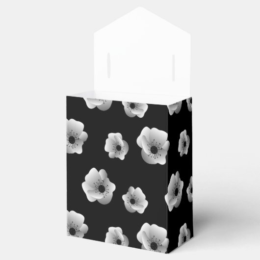 Minimaliserend patroon voor zwarte en witte elegan bedankdoosjes (Geopend)