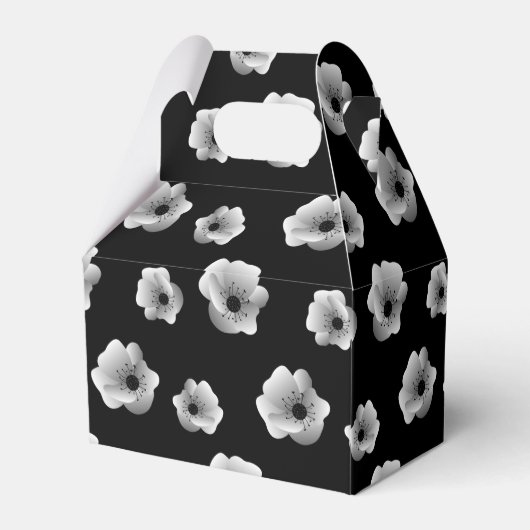 Minimaliserend patroon voor zwarte en witte elegan bedankdoosjes (Achterkant)
