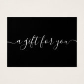 Minimaliserend zwart Script-cadeaucertificaat Visitekaartje (Voorkant)