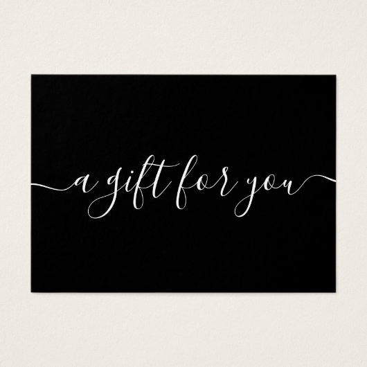 Minimaliserend zwart Script-cadeaucertificaat Visitekaartje (Voorkant)
