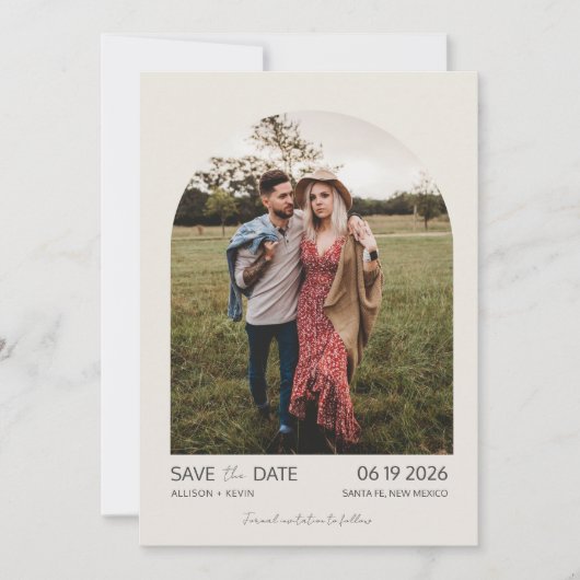 Minimaliserende Arch Photo Wedding Save The Date (Voorkant)