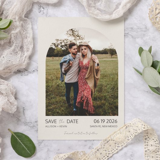 Minimaliserende Arch Photo Wedding Save The Date