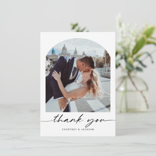 Minimaliserende Arch Weddenschap Foto Hartelijk da Feestdagenkaart (Staand voorkant)