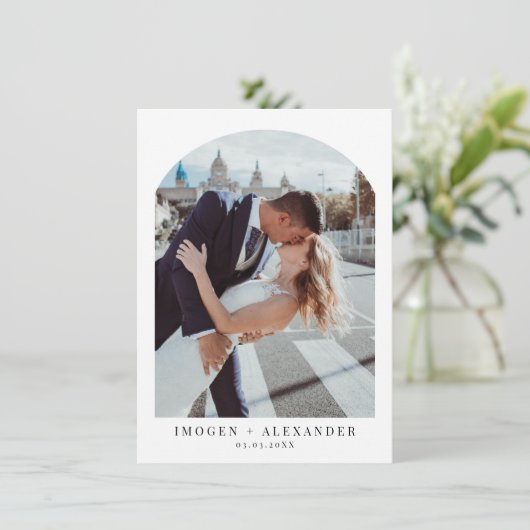 Minimaliserende Arch Weddenschap Foto Hartelijk da Feestdagenkaart (Staand voorkant)