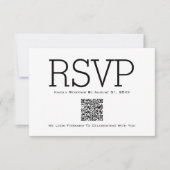 Minimaliserende Basic Essential QR Code RSVP Card Bedankkaart (Voorkant)