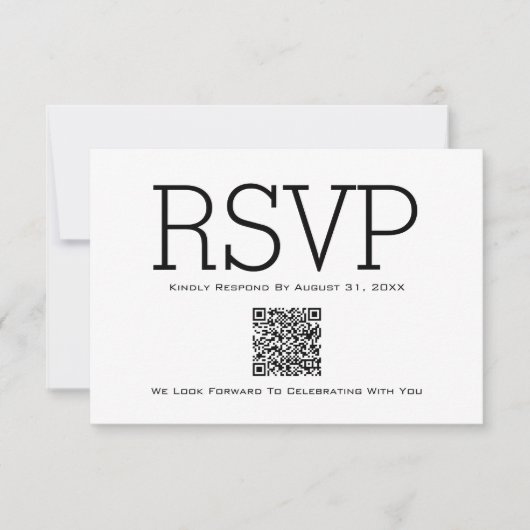 Minimaliserende Basic Essential QR Code RSVP Card Bedankkaart (Voorkant)