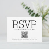 Minimaliserende Basic Essential QR Code RSVP Card Bedankkaart (Staand voorkant)