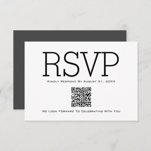 Minimaliserende Basic Essential QR Code RSVP Card Bedankkaart (Voorkant / Achterkant)