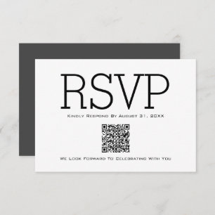Minimaliserende Basic Essential QR Code RSVP Card Bedankkaart
