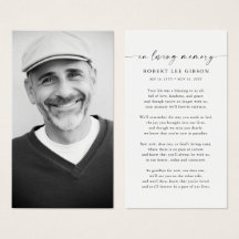 Minimaliserende begrafenis Memorial Prayer Photo C