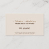 Minimaliserende Beige Home Interior Designer Decor Visitekaartje (Achterkant)