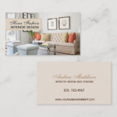 Minimaliserende Beige Home Interior Designer Decor Visitekaartje (Voorkant / Achterkant)