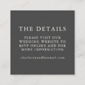 Minimaliserende Black Floral Wreath Wedding Websit Informatiekaartje (Achterkant)