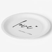 Minimaliserende Black Love Wedding Engagement Part Papieren Bordje (Gekanteld)