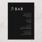 Minimaliserende Black Wedding Drinken Bar-menkkaar Menu (Voorkant)