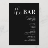 Minimaliserende Black Wedding Drinken Bar-menkkaar Menu (Voorkant)