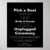 Minimaliserende Black Wedding Unplugged Ceremonie Poster (Voorkant)