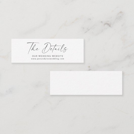 Minimaliserende Black White Modern Script Website Mini Visitekaartje (Voorkant / Achterkant)