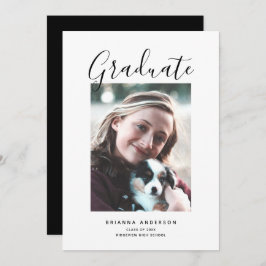 Minimaliserende Black & White Photo Graduparty Kaart
