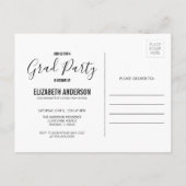 Minimaliserende Black & White Photo Graduparty Uitnodiging Briefkaart (Achterkant)