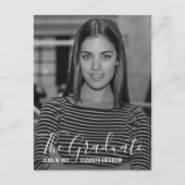 Minimaliserende Black & White Photo Graduparty Uitnodiging Briefkaart (Voorkant)