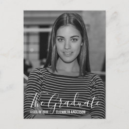 Minimaliserende Black & White Photo Graduparty Uitnodiging Briefkaart