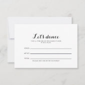 Minimaliserende Black White Wedding Song-aanvraagk RSVP Kaartje (Voorkant)