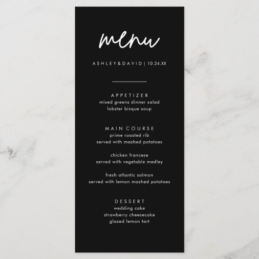 Minimaliserende BlaWedding Menu 4x9-kaarten | Mode (Voorkant)