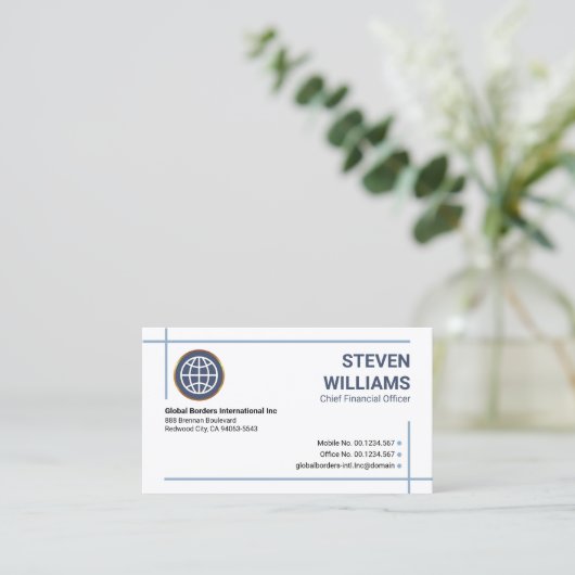 Minimaliserende Blue Photo Lijst Border Founder CE Visitekaartje (Staand voorkant)