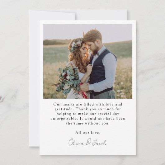 Minimaliserende bruiloft Foto 5x7 Bedankkaart (Voorkant)