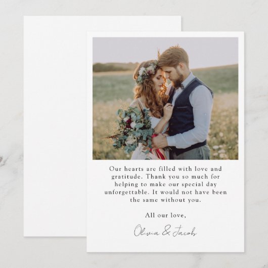 Minimaliserende bruiloft Foto 5x7 Bedankkaart (Voorkant / Achterkant)