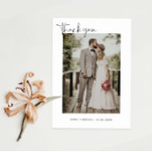 Minimaliserende bruiloft foto bedankkaart