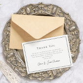 Minimaliserende bruiloft foto bedankkaart