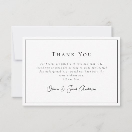 Minimaliserende bruiloft foto bedankkaart (Voorkant)