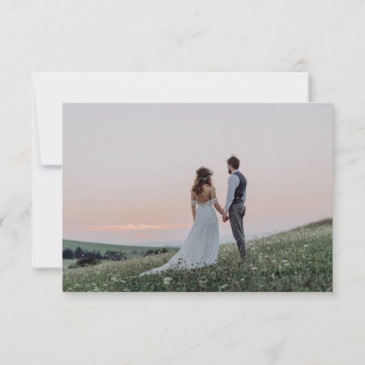 Minimaliserende bruiloft foto bedankkaart (Achterkant)