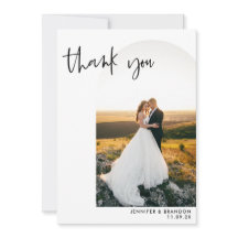 Minimaliserende bruiloft Foto bedankt