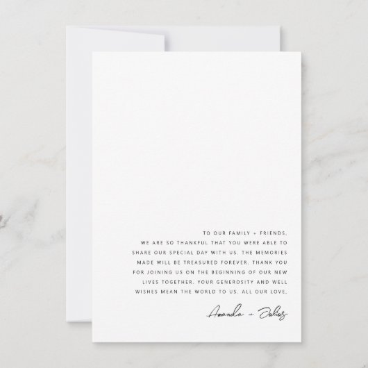 Minimaliserende bruiloft foto Hartelijk dank Bedankkaart (Achterkant)