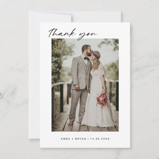 Minimaliserende bruiloft foto Hartelijk dank Bedankkaart (Voorkant)