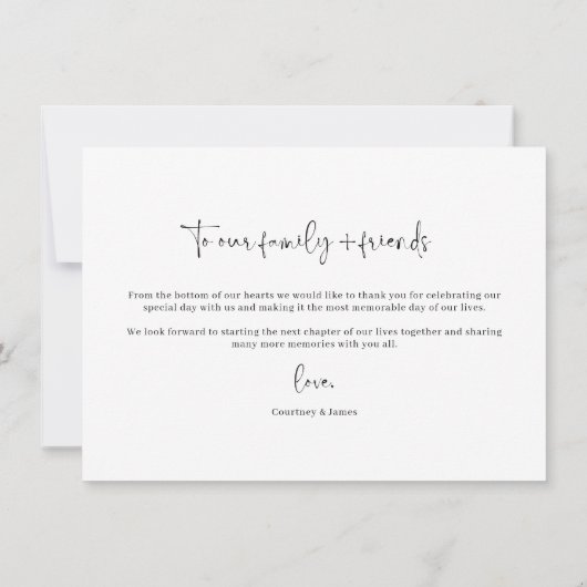 Minimaliserende bruiloft foto Hartelijk dank Bedankkaart (Achterkant)