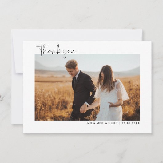 Minimaliserende bruiloft foto Hartelijk dank Bedankkaart (Voorkant)