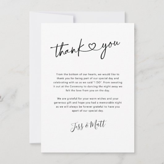 Minimaliserende bruiloft foto Hartelijk dank Bedankkaart (Achterkant)