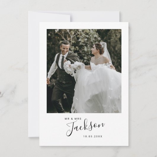 Minimaliserende bruiloft foto Hartelijk dank Bedankkaart (Voorkant)