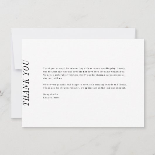 Minimaliserende bruiloft foto Hartelijk dank Bedankkaart (Achterkant)