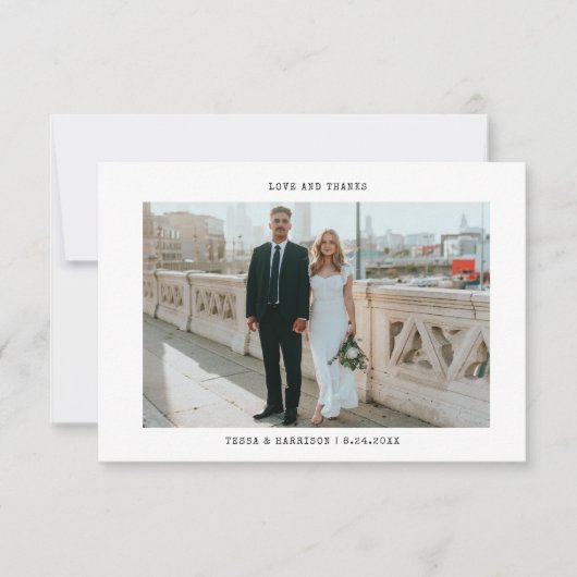 Minimaliserende bruiloft foto Hartelijk dank Bedankkaart (Voorkant)