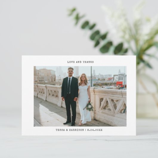Minimaliserende bruiloft foto Hartelijk dank Bedankkaart (Staand voorkant)
