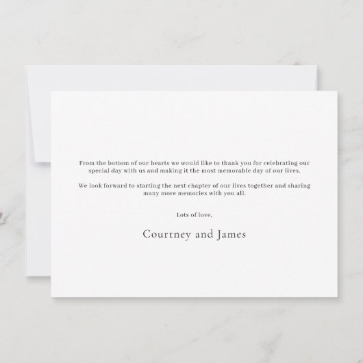 Minimaliserende bruiloft foto Hartelijk dank Bedankkaart (Achterkant)