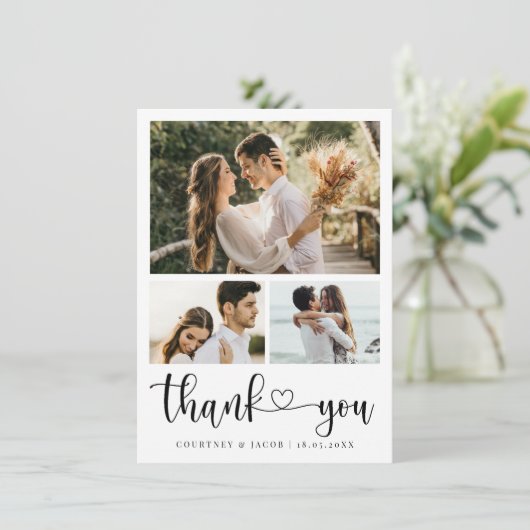 Minimaliserende bruiloft foto Hartelijk dank Bedankkaart (Staand voorkant)