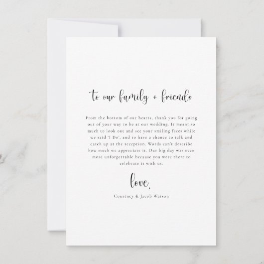 Minimaliserende bruiloft foto Hartelijk dank Bedankkaart (Achterkant)