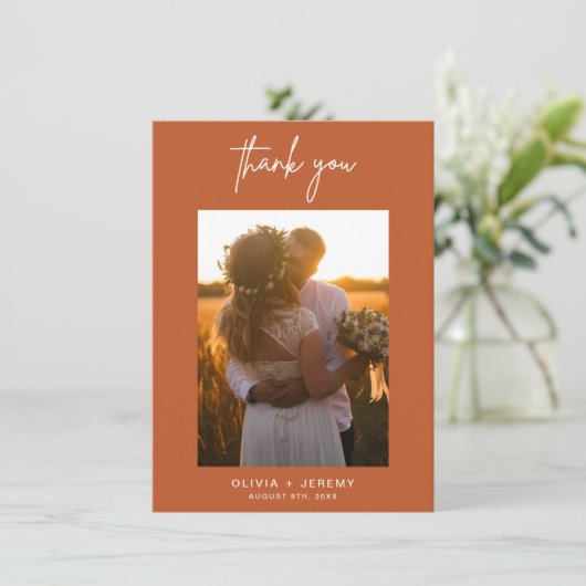 Minimaliserende bruiloft foto Hartelijk dank Bedankkaart (Staand voorkant)
