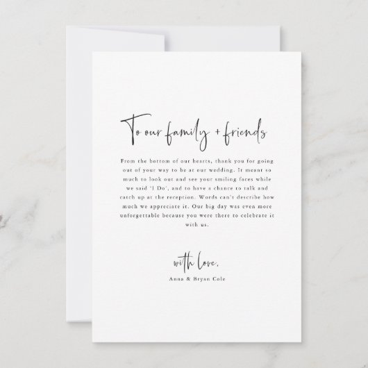 Minimaliserende bruiloft foto Hartelijk dank Bedankkaart (Achterkant)